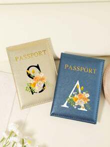 1 件 A-Z 26 个字母时尚字母印花时尚勃艮第护照夹，高品质 PU 皮革护照钱包，带卡槽，可放置信用卡、登机牌和身份证，紧凑型旅行必需品整理器 - 酒紅色 - 查看 7