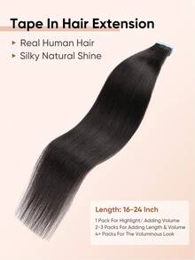 Tóc nối Jessie's Wig Tape In Hair, tóc thật 20 miếng, 50g, thẳng mượt, màu đen tự nhiên 1B# - SNatural - Xem 2