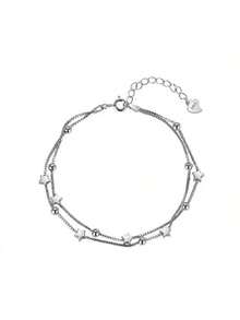 925 Silver Plated Star Bracelet For Women Lightweight Luxury Jewelry Simple Birthday Gift - Bạc - Xem 3