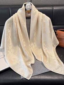 1 pièce écharpe carrée élégante à imprimé floral métallique brillante, foulard de tête pour femmes, châle pour toutes les occasions