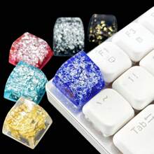 2 peças de teclas criativas de resina ABS translúcidas com glitter adequadas para teclados mecânicos, altura SA R1, melhor presente para entusiastas de informática