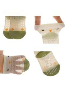 4 Pairs Cute Cartoon Animal Baby Anti-Slip Floor Socks, Good For Toddlers Daily Wear