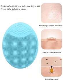 2-In-1 Silicone Cleansing Brush, Facial Cleansing Exfoliating Brush, Soft-Bristle Washable Face Brush, Dual-Sided Facial Cleansing Tool, With Ultra Fine Soft Pore Deep Cleansing Silicone Double Side Face Wash Scrub Brush, For Massaging, Makeup Removal, Skincare