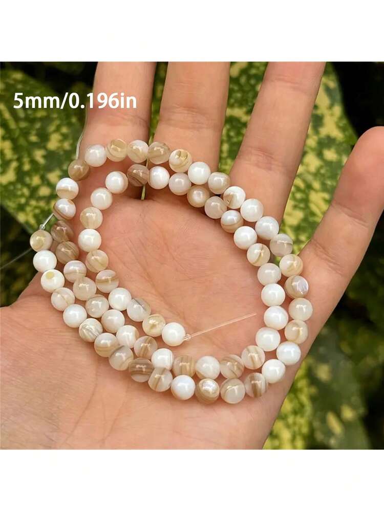 1 pieza Perlas naturales de conchas marinas, cuentas redondas de concha de 3 mm, 4 mm y 5 mm, cuentas espaciadoras redondas de concha para la fabricación de joyas, suministros artesanales para collares, pulseras, anillos y talla grande - Multicolor - Ver 9