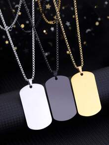 Stainless Steel Military Dog Tag Necklace - Fashionable And Minimalist, Exuding A Rugged Quality, Suitable For Outdoor Activities, Music Festivals, Camping, And Other Events. A Great Gift For Your Boyfriend/Girlfriend, Graduation Season, Father's Day, Mother's Day, Back To School, Halloween, Christmas - Multicolor - View 2