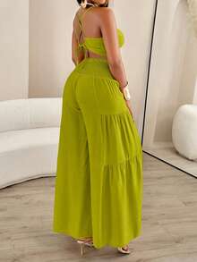 AIJ Amarilo Women Summer Vacation Twist Cami Top And Pleated Wide Leg Pants 2 Pieces Set - View 2