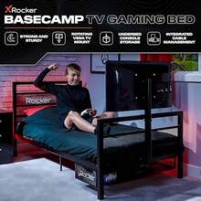 X-Rocker Basecamp TV Gaming Bed With Rotating Mount Storage And Cable Management Single 3ft Low Sper Bedstead Metal Frame I For Bedroom Up To 32 TV Supported - Black - Black - View 3