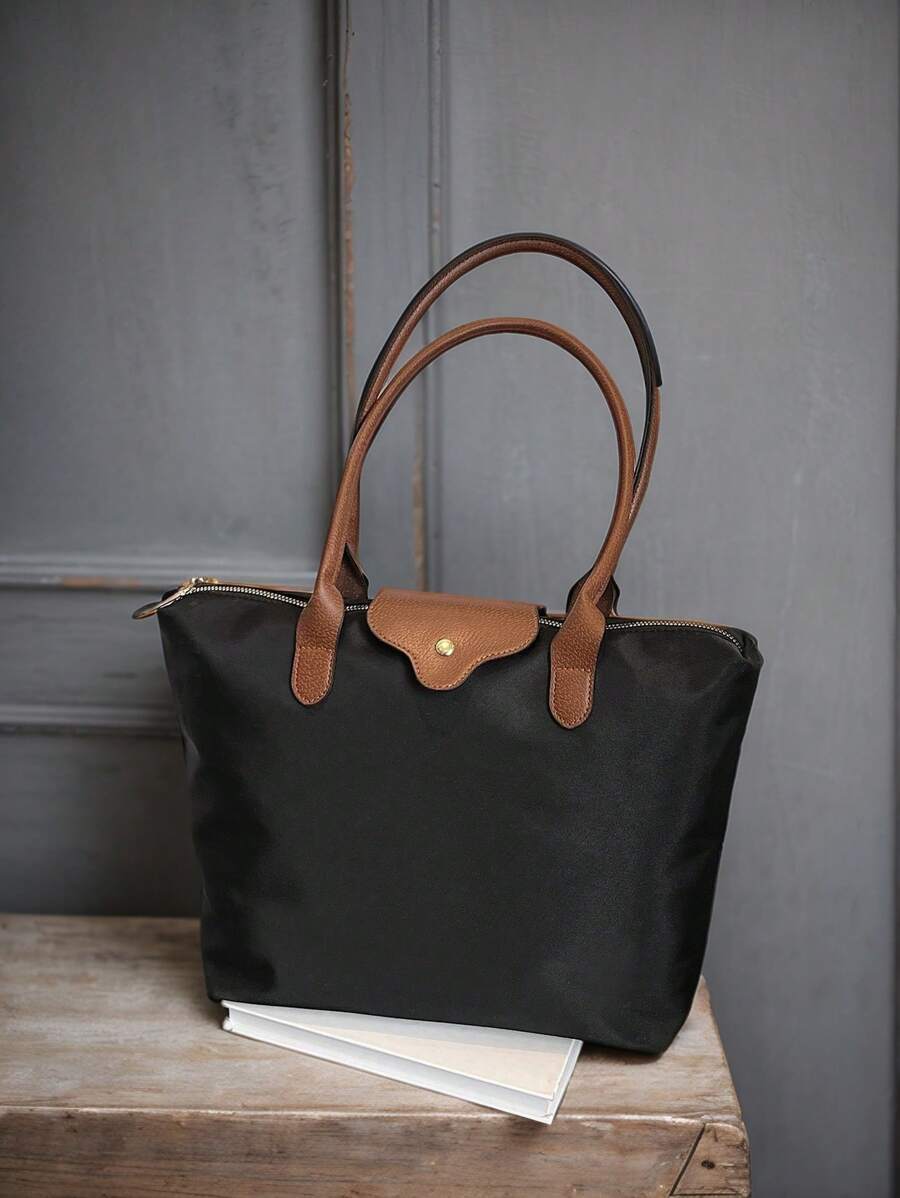 1-Piece Simple And Versatile Casual Versatile Solid Color Large Zipper Large Capacity Shoulder Tote Bag For Women Can Be Worn Cross-Body Suitable For Shopping, Vacation, Work And Commuting Women's Fashion Shoulder Tote Bag, School Supplies, School Bag, School Handbag, School Tote Bag, School Bookbag, Back To School Bags, Waterproof, Lightweight, Portable, Foldable, Classic Casual, Business Casual, Suitable For Teen Girls Women College Students, White-Collar Workers, Perfect For Back To School, First Day Of School, Holiday