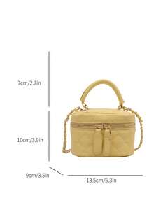 Bolso de cadena mini ligero, bolso de mano acolchado, bolso cubo, adecuado para niñas, estudiantes universitarias y trabajadoras de oficina - Amarillo - Ver 5