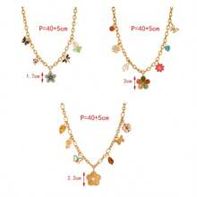 1 Colar com pingente de flor colorida e borboleta, colar de aço inoxidável com corrente, departamento colorido feminino, luz avançada, luxo, vitalidade animada, versátil, alegre, comemoração, colar de Natal, joia