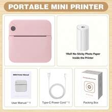 Thermal Mini Printer With RGB Light - Portable Wireless Pocket Blue-Tooth Inkless Photo Printer For IOS Android Mobile Phone, For Friends, Family Gifts, With Rolls Thermal Paper - Multicolor - View 12