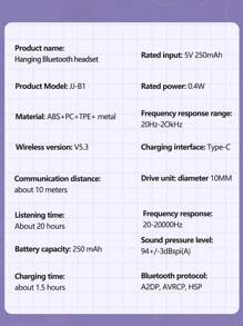 Sanrio Hello Kitty KUROMI JJ-B1 Bluetooth Headphones Wireless Neckband In-Ear Sports Waterproof Sweatproof 3D HiFi Sound Quality Long Battery Life LED Display Power Noise-Proof Neck-Hanging Wireless Earbuds Compatible With Smartphones & Computers