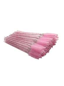 50/200pcs Disposable Mascara Wands, Nylon Bristle Eyelash Brush Spoolies, Unscented Eyebrow Extension Applicator With ABS Plastic Rod, Normal Skin Compatible - Pink And Black Wand Set