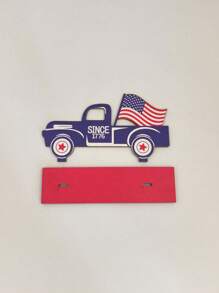 Patriotic Sign 4th Of July Hanging Wooden Truck Plaque With Rope For Wall Front Porch Door Decorations, Independence Day Labor Day Garden Party Supplies
