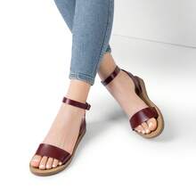Women One Band Flat Sandals Open-Toe Ankle Strap Summer Sandals With Buckle Comfortable Versatile Slingback Shoes - 棕色 - 查看 3