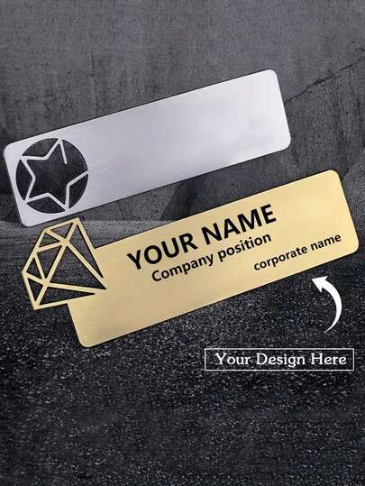 Badge personnalisé en acier inoxydable avec titre d'emploi, logo de l'entreprise. Concevez votre propre badge plat pour l'identification des employés au bureau, à l'école, à l'hôtel, dans l'entreprise, à l'hôpital, dans l'institution. Épingle de revers avec titre d'emploi