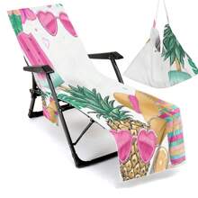 Housse de chaise de plage pliable pouvant être pliée en un sac à porter à l'épaule, avec des poches latérales pour ranger lunettes et téléphone. Convient pour les chaises de plage, serviettes, chaises de piscine et transats. Facile à transporter. Été, accessoires de voyage, vacances, décorations de salle de bain, essentiels de plage