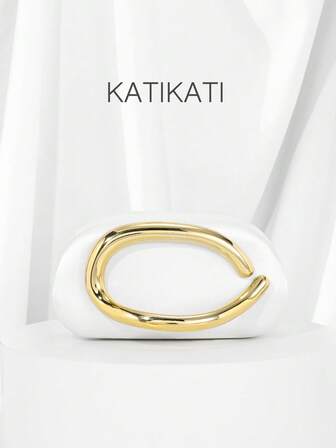 1pc Fashionable Shiny Metal Luxury Clutch Bag, White Sparkling DesignEvening Bag,Formal Party Handbag, High-End Eleganr Box-Shaped Small Purse, Exquisite And CharmingLadies Clutch For Evening/WeddingFormal Occasion, WithChain