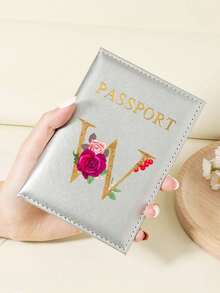 1 件 A-Z 26 个字母时尚字母印花时尚勃艮第护照夹，高品质 PU 皮革护照钱包，带卡槽，可存放信用卡、登机牌和身份证，紧凑型旅行必需品整理器，适合女性、男性和学生 - 酒紅色 - 查看 74