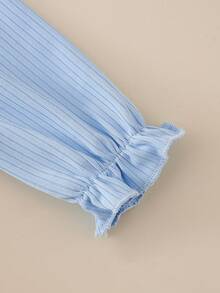 新款欧美风格宝宝女童长袖网眼连衣裙，儿童连衣裙 - 藍色 - 查看 6