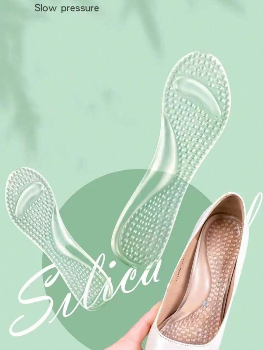 1 Pair / 2 Pairs Transparent Silicone Cushion Pads, Soft Arch Support Insoles For Women High Heels Sandals Boots, Shock Absorbing Slip-Resistant Gel Pad Liners For Ballet Flats