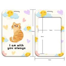 1 pieza de Titular de tarjeta con cordón con diseño de gato y corazón, funda rígida para tarjeta de identificación, llavero, adecuado para tarjeta de metro, tarjetas de identificación, tarjetas de trabajo, tarjetas de estudiante, tarjetas de exposición, insignias de eventos