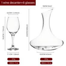 7 pièces 1900 ml Set de carafe à vin rouge classique à gros ventre, carafe oblique avec 6 verres à pied, élément essentiel pour les dîners dans un design moderne sophistiqué. 6 pièces Verres à vin ménagers convenant pour le vin rouge et le whisky, idéal pour offrir en cadeau
