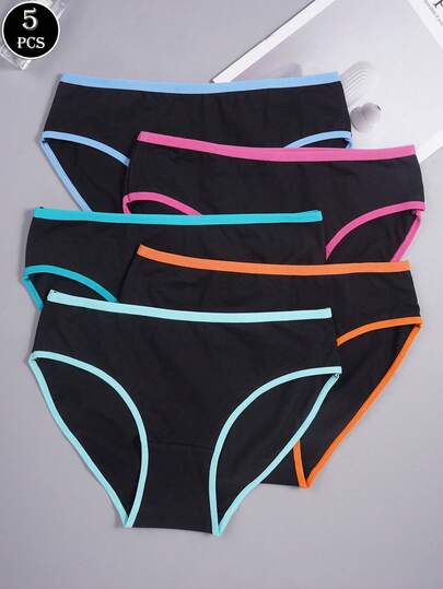 5PCS Ladies Cotton Underwear Panties Soft Comfortable Breathable Women's Lingerie Briefs