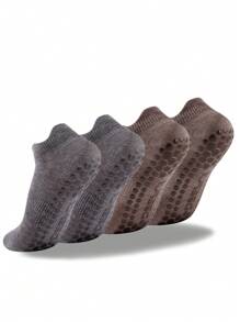 DEEFLY 2 Pairs Women Non-Slip Solid Color Boat Socks, For Home, Hospital, Pregnancy, Fitness, Pilates, Yoga
