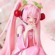 Nuove figure anime MlKU in PVC con abito rosa, modello, giocattoli d'azione, decorazione di fiori di ciliegio rosa, da collezione, regali per i fan