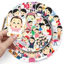 50pcs Cartoon Anime Japanese Cute Character Expressions Sticker Pack, Abstract & Whimsical Decorative Stickers For Laptop, Tablet Room Decor Wall Decor Wall Sticker Personalised Stickers