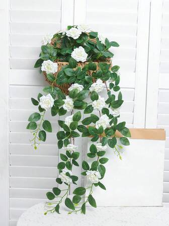 1 件 35.5 英寸（长）仿真玫瑰吊藤家居婚礼生日母亲节派对门廊墙壁拱门浪漫悬挂装饰