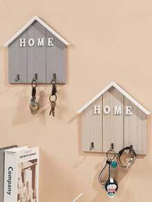 1 pieza Gancho de pared de estilo rústico minimalista hecho de madera sólida con diseño de gancho de metal, decoración de letras 3D "HOME" perfecta para entrada, sala de estar, dormitorio, cocina, pasillo, oficina en casa. Solución de almacenamiento moderno e industrial montado en la pared para pequeños artículos y accesorios, decoración funcional con estética bohemia y vintage. Gancho de pared versátil adecuado para uso hotelero, comercial, restaurante, bar, cafetería, diseño de interiores, exhibición de arte de pared, estante colgante - Multicolor - Ver 3