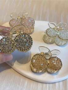 1pc Delicate Rhinestone Cherry Hair Clip, Bangs Clip, Versatile For Everyday Wear, Suitable For All Seasons - Multicolor - View 5