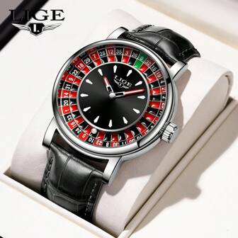 LIGE Fashion Men's Business Watch Unique Dial Design Waterproof Luminous Watch
