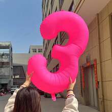 40 英寸超大荧光粉色铝箔数字气球 0-9，适用于生日派对、周年纪念装饰、18 岁 30 岁生日装饰