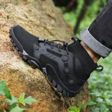2025 New Waterproof Hiking Boots For Men, Plus Size Outdoor Trekking Shoes, High-Top Rubber Climbing Mountain Sneakers For Autumn/Winter