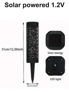 4pcs Solar Garden Retro Hollow Floor Lamps, Outdoor Path Lights, LED Landscape Lights, Hollow Pattern Design, Easy To Semi Embedded Installation, Suitable For Courtyard, Yard, Garden, Path, Lawn, Street, Party Decoration