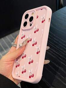 White Bow & Cherry Airbag Shockproof Phone Protective Case Compatible With Iphone Xs/Xsmax/Xr/11 12 13 14 15 16pro/Promax/14 15 16plus Waterproof Anti-Fall Scratch Resistant - Multicolor - View 4