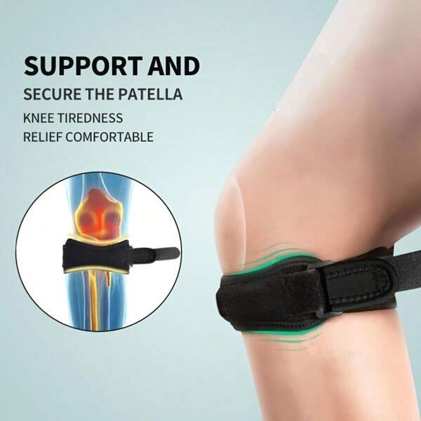 LHU 1 peça de suporte ajustável para tendão patelar do joelho, joelheira de compressão com absorção de choque para basquete, corrida, acessórios casuais de academia, suporte para joelho, joelheiras esportivas, joelheiras de academia