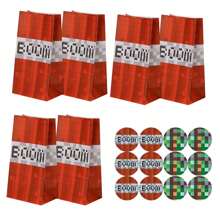 24pcs/Set, 12 Gift Bags + 12 Stickers, Pixel Gift Bags, Suitable For Birthday Party And Holiday Celebration