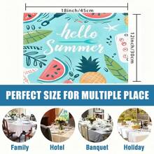 1pc/5pcs/7pcs, Home Decor, Summer Style Lemon Pattern Polyester Printed Table Runner With 6 Placemats - Polyester, Rectangle, Holiday Decorative Fabric Table Runner, Home Decor, Kitchen & Dining Table Decoration, Room Decor, Table Runner