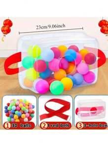Set da 32 pezzi per gioco a palle oscillanti, gioco interattivo da festa con 1 scatola, 1 fascia in vita e 30 palline colorate, adatto per intrattenimento interno/esterno, raduni familiari, campeggio, feste in spiaggia, compleanni, anniversari di matrimonio e feste a tema estivo, giocattolo da esterno