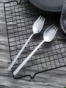 1/2/5/10pcs Stainless Steel Korean Style Long Handle Spoon Fork Combination, Soup Spoon, Household Tableware Cutlery Set - Suitable For Dessert Spoon, Ice Cream Spoon, Salad Fork - Fruit Utensil Set