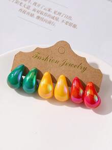 Bộ 6 chiếc/bộ màu sắc lấp lánh bằng laser & chất liệu nhẹ & bộ hoa tai hình giọt nước, trang phục công sở và dự tiệc hàng ngày cho phụ nữ - Màu Laser - Xem 16