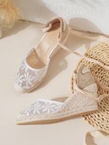 Women's Mesh Rope Platform Slip-On Sandals, Comfortable Casual Beach & Resort Style, Popular Item