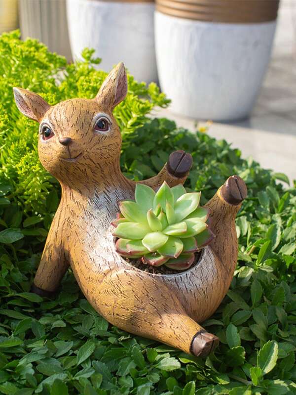 Hirsch Deko Figuren aus Harz mit Sukkulenten, Garten & Heim Deko Accessoires, Landschaftsornamente