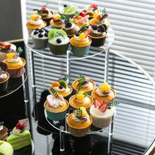 Acrylic Cake Stands, Round Cupcake Holder For Dessert Table, Party Display Stand Serving Platter For Weddings, Birthday, Bachelor Parties, Candy Bar, Pizza Risers Stand Dessert Table Display Set For BabyShower Tea Party, Buffet Risers For Display For Food