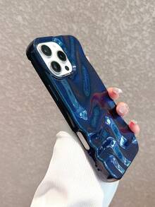 Premium Minimalist Gemstone Blue 3D Wavy Pattern Phone Case Compatible With IPhone 17 Pro Max/17 Pro/16 Pro Max/16/16 Pro/16 Plus/15/15 Pro Max/15 Pro/11/12/13/14 Pro Max/11 Pro/11 Pro Max/12 Pro/12 Pro Max/13 Pro/13 Pro Max/14 Pro/14 Pro Max/12 Mini/13 Mini/16E, Soft Shell, Minimalist & Creative - Advanced Sapphire Blue - View 8