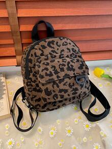 1pc Fashionable, Sweet, Retro, Leopard Print, Large Capacity, Travel, Fashionable, Stylish, Small Square Backpack, Leopard Print Schoolbag, Lightweight, Casual, Commuter Travel Backpack, Niche Design Leopard Print Bag, Suitable For Teenagers To Travel, Daily Commuting, A Variety Of Colors To Choose From, Smooth Zipper, It Is A Good Choice For Gifts - Leopard Print Small Backpack - View 11